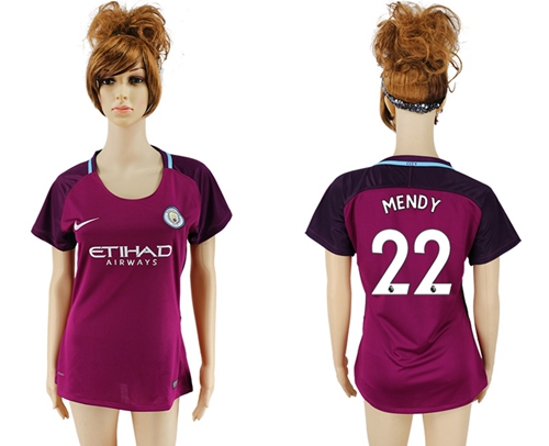 Women's Manchester City #22 Mendy Away Soccer Club Jersey - Click Image to Close